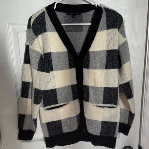 Cyrus Black and Cream Checkered Cardigan